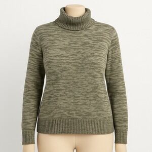 FINITY Silk Cashmere Angora Wool Turtleneck Sweater Green Cottagecore Apre Ski